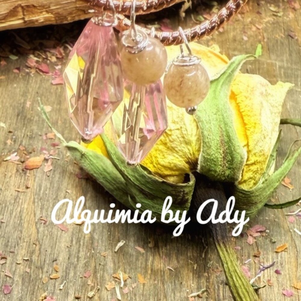 SHOULDER DUSTER + PINK QUARTZ EARRINGS + Rose gold charms hoops - Picture 3 of 4